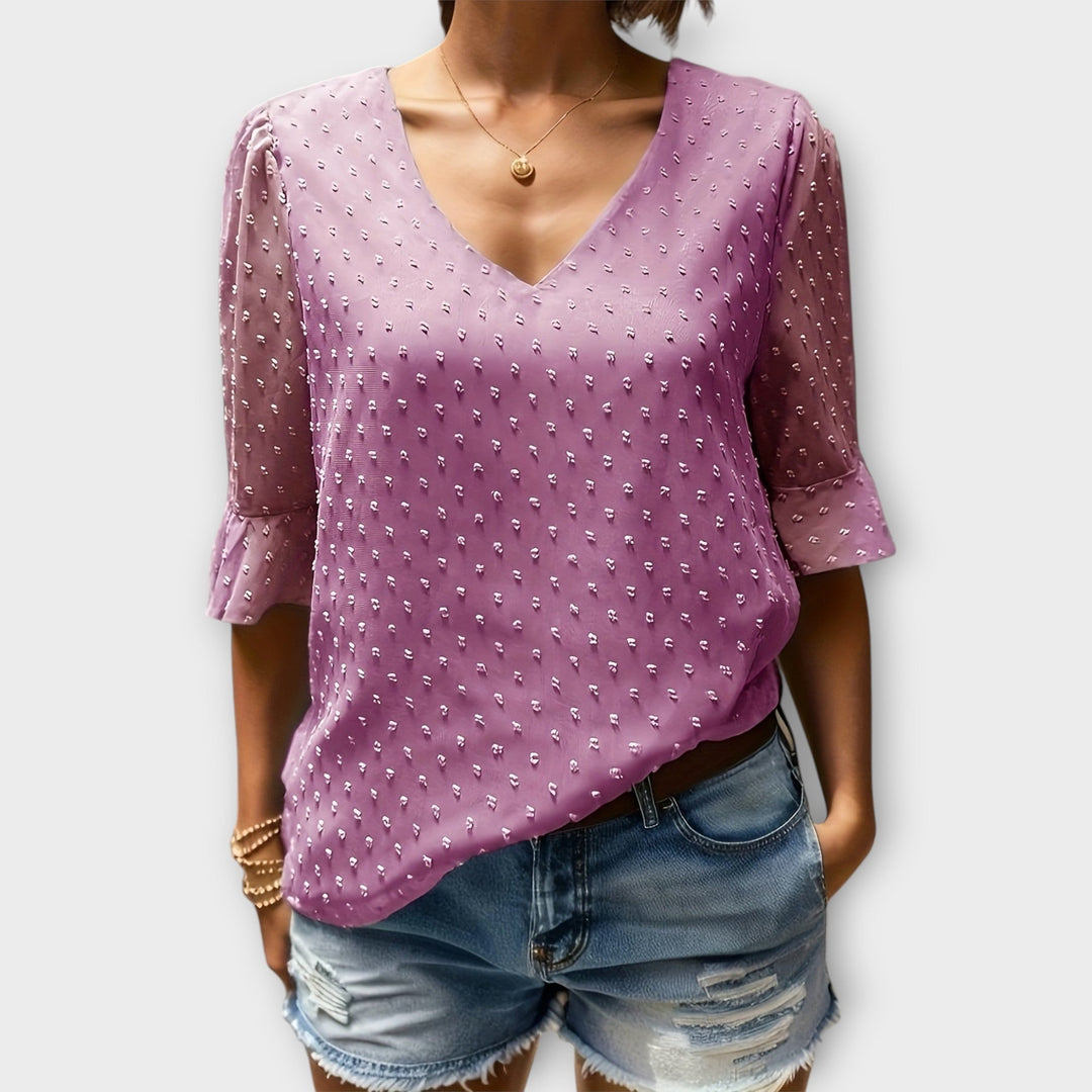 Amaya – Textured Blouse with V-Neckline