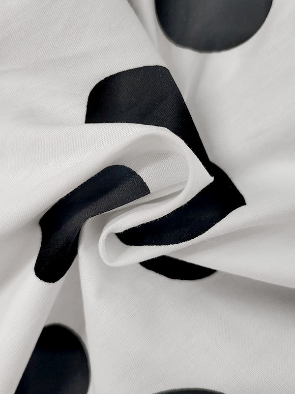 A-Line Long Sleeves Elasticity Polka-Dot Split-Joint Off-The-Shoulder Maxi Dresses