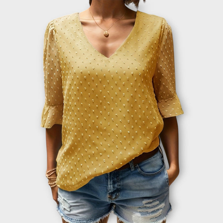 Amaya – Textured Blouse with V-Neckline