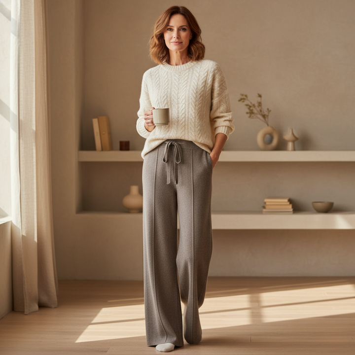 The Emma™ Knitted Wide-Leg Trousers – Soft Comfort with Timeless Ease
