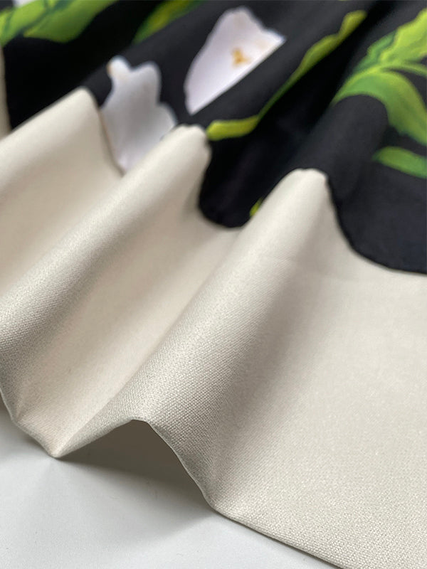 A-line Loose Buttoned Flower Print Stand Collar Mini Dresses