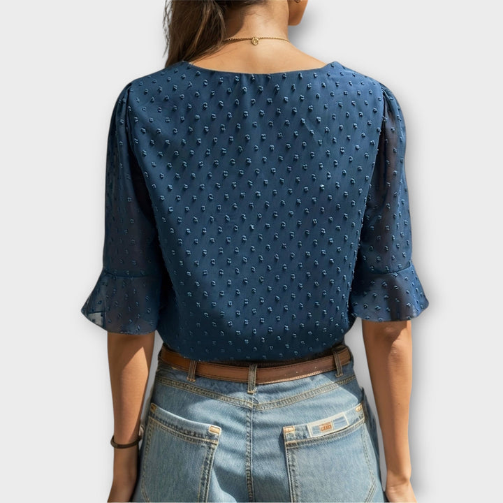 Amaya – Textured Blouse with V-Neckline