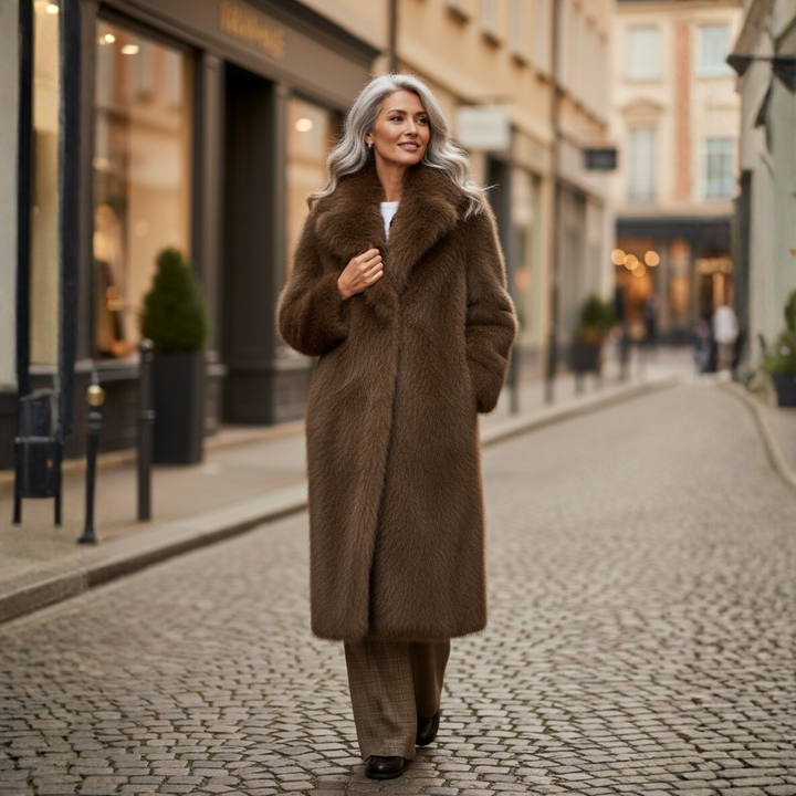 The Margot™ Long Faux-Fur Coat – Luxurious Warmth & Timeless Glamour