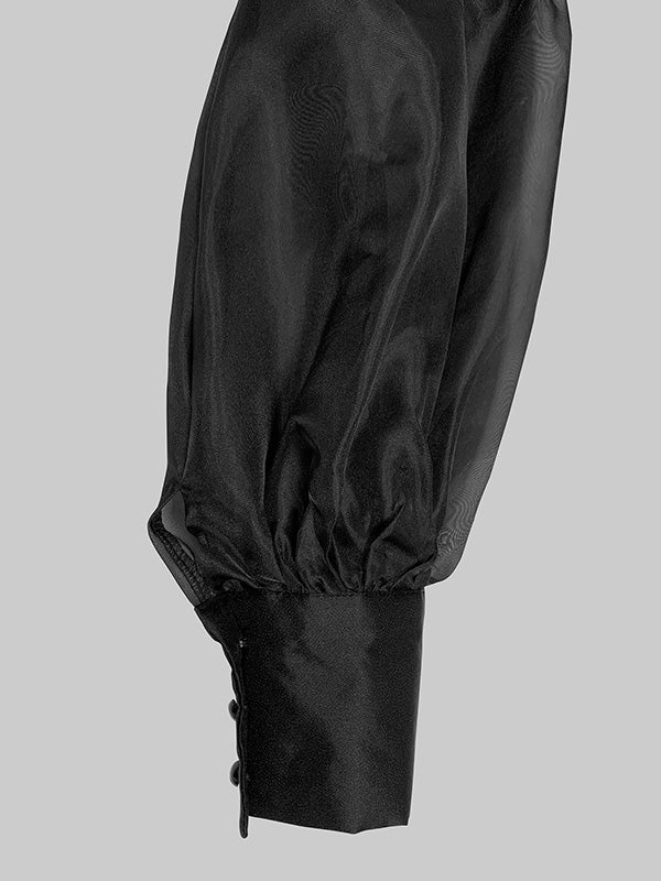 Long Sleeves Loose Hollow Solid Color Split-Joint Round-Neck Mini Dresses