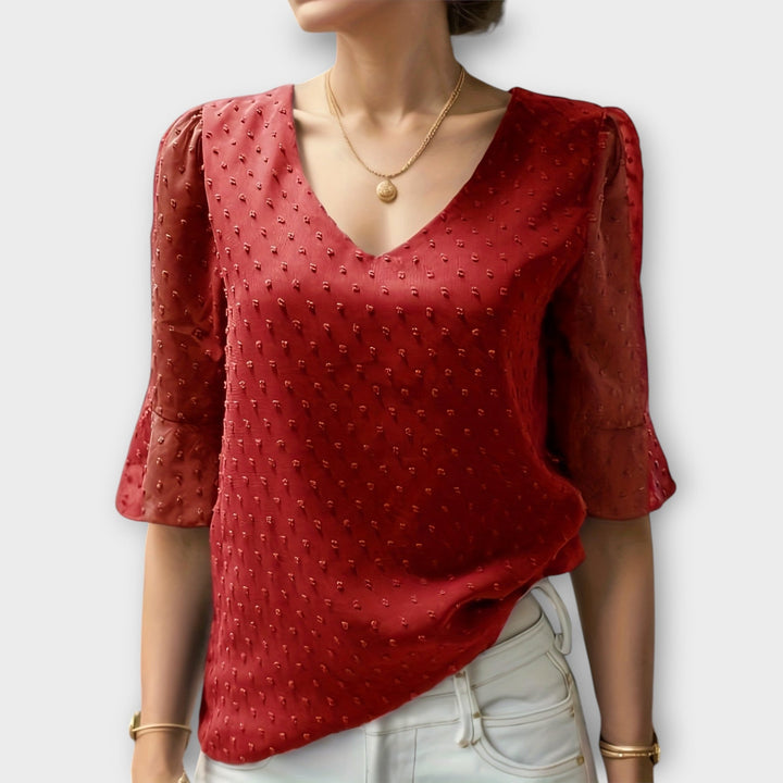 Amaya – Textured Blouse with V-Neckline