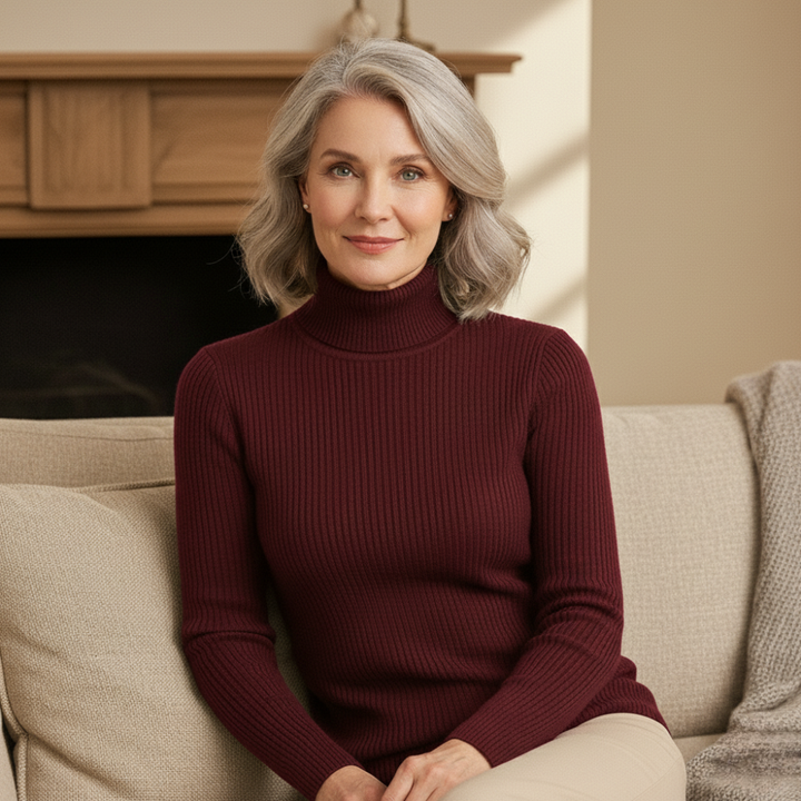 The Ava™ Ribbed Roll-Neck Jumper – Soft Comfort, Effortless Sophistication